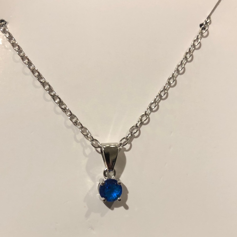 Effy Silver Chain Necklace with Blue Solitaire Pendant